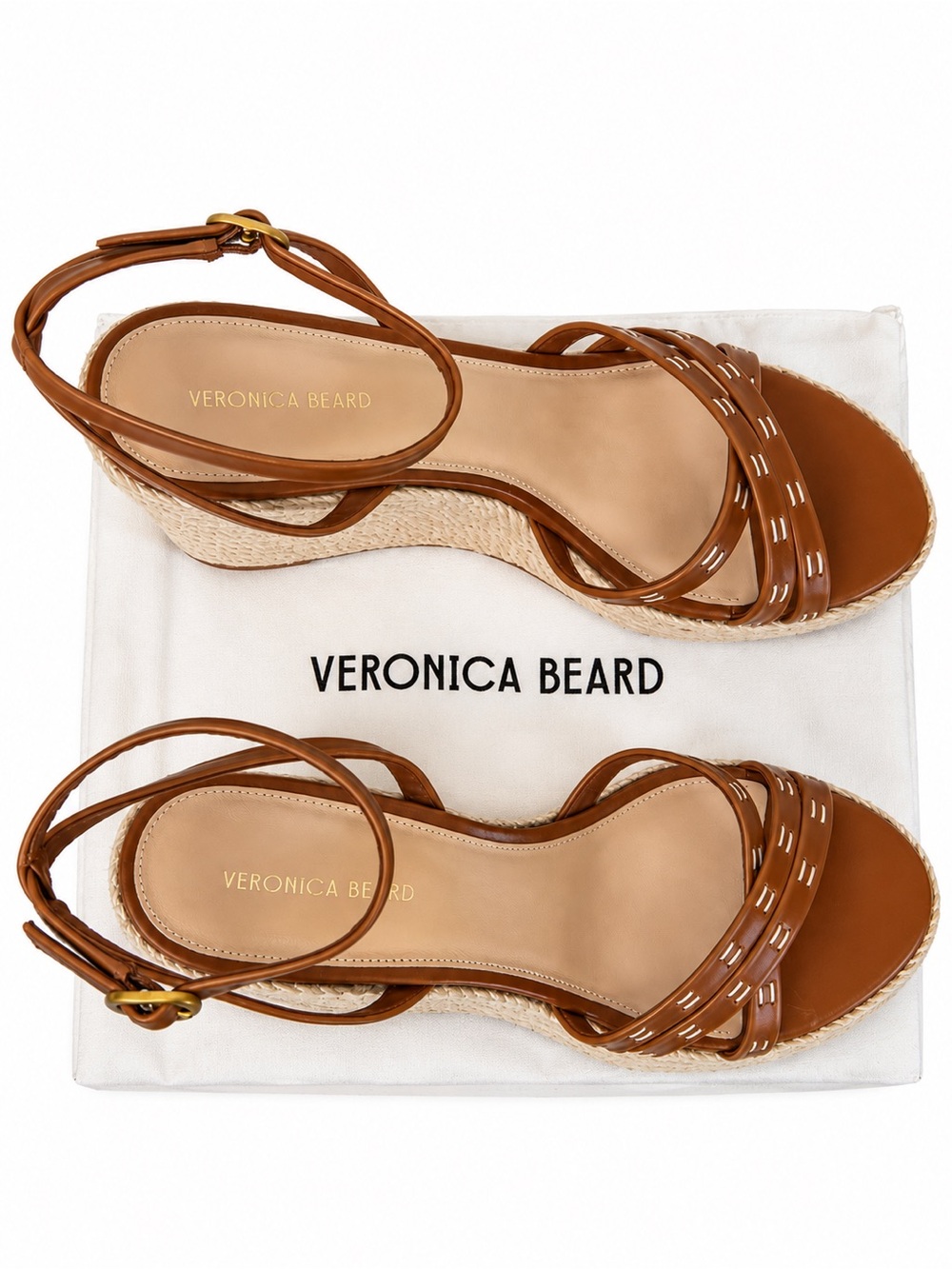 NWT Veronica Beard Philene Espadrille Wedge Sandals Caramel Size 10M